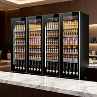 Réfrigérateur commercial à porte vitrée pleine hauteur avec écran LED pour boissons et vins, avec contrôle numérique de la température