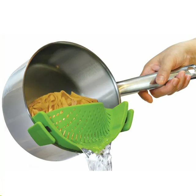 J748 Keuken Aftappen Gereedschap Pot Stam Vergiet Pasta Afdruiprek Voedsel Clip Mand Siliconen Zeef Groente Wassen Vergiet