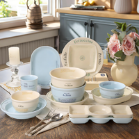 Cadeau de pendaison de crémaillère lettres anglaises ensemble de vaisselle logo personnalisé dîner plats assiettes tasses et bols cuisine ensemble de table en céramique