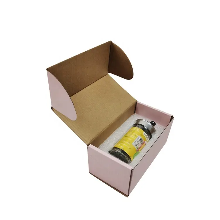 कस्टम लोगो मुद्रित पैकेजिंग बॉक्स तह कागज गत्ता नालीदार शिपिंग मेलर बॉक्स के लिए फोम डालने के साथ कांच की बोतल जार