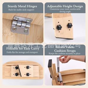 Banco de meditación de madera con cojín extraíble para práctica en casa, uso unisex - Product Image 5