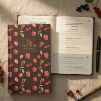 Carnet de Gratitude LABON Esthétique Vintage à Couverture Rigide avec Motifs Fruités et Dorure à Chaud – Journal de Réflexion Quotidienne pour le Bien-être et la Pleine Conscience – Idée Cadeau