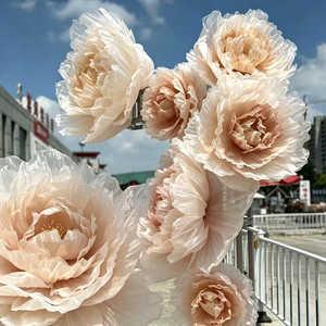 Peonías y Camelias Gigantes de Organza Transparente OEM, Ideales para Decoración de Ventanas de Bodas Los colores se pueden personalizar - Product Image 4