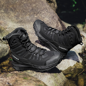 Botas de senderismo para hombre de alta calidad con diseño de punta redonda impermeable y antideslizante, zapatos de seguridad para exteriores de cuero transpirable. - Product Image 2