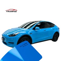 Vinilo OEM Azul Cielo, Certificado SGS, Autoadhesivo, Cambia de Color, de Alto Brillo, Rollo de Vinilo para Envolver Vehículos de Lujo