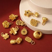 Liontin Bunga Sakura Semanggi Keberuntungan Berlapis Emas Perak Murni 999 Buatan Tangan DIY Abacus Kepang Figur Fu Gemuk Persimmon