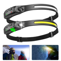Senter LED Induktif Xinsite 1000-Lumen yang Dipasang di Kepala, Rating IP65, Bodi Karet Silikon, Sumber Cahaya Cob untuk Berkemah, Tahan Air
