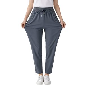 Pantalon décontracté pour femme à taille mi-haute avec cordon élastique, couleur unie, longueur intégrale, idéal pour le printemps - Product Image 6