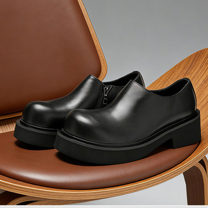 Envío Directo, Nuevos Zapatos Casuales de Cuero para Hombre, Minimalistas, con Punta Redonda, Suela Gruesa de 6 cm, Tacón Convertible de 2 en 1 para Aumentar la Altura - Product Image 1
