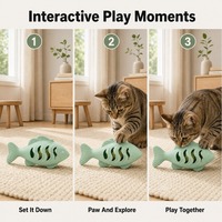 Jouets pour animaux de compagnie en silicone personnalisés, silicone de qualité alimentaire, distributeur de friandises à la catnip en forme d'arête de poisson, jouet à mâcher pour chat pour un jeu interactif