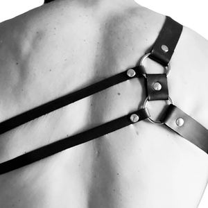 ชายหนังชุดชั้นในสายรัดผู้ชายเข็มขัดปรับเครื่องรางเกย์Bondage Bdsm Club RaveพรหมสายรัดCrop Top Exoticถัง - Product Image 6