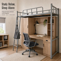 Lit superposé en métal avec bureau intégré, cadre de lit mezzanine en acier, lit surélevé avec armoire, lit superposé simple pour enfants et adultes
