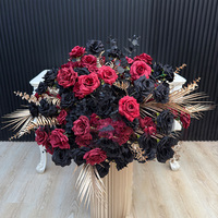 Goldene Schwarze Rosen-Blumenkugel als Tischdekoration, Boden-Blumenarrangement, Hornförmiger Bogen-Dekor, Hochzeits-Bankett-Bouquet Partydekoration