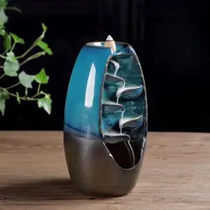 Mini cônes d'encens chinois de luxe personnalisés support ovale moderne de brûleur d'encens en céramique pour la décoration de la maison