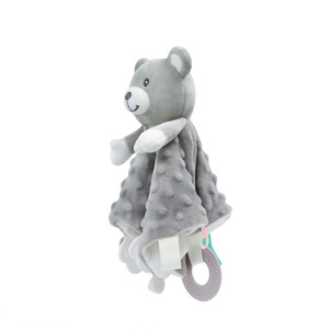Couverture de sécurité pour <span class=keywords><strong>bébé</strong></span> en peluche, design ours en peluche, vente en gros, couverture pour <span class=keywords><strong>bébé</strong></span> en minky à pois froissés, serviette apaisante pour bébés - Product Image 2