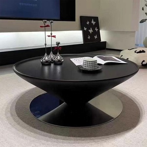 Zayshine Italian Modern FRP Base Coffee <strong>Table</strong> FRP Countertop <strong>Circle</strong> Living Room Furniture Set Metal Feet Simplicity Teapoy - Product Image 3