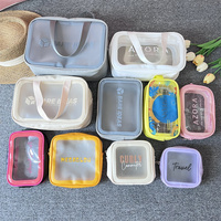 Trousse de Toilette de Voyage Portable en Cuir PU Rose Givré avec Logo Personnalisé, Étanche, en TPU, Sac Cosmétique en PVC