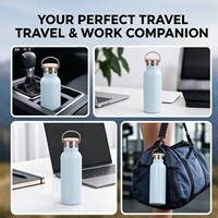 Bouteille d'eau isotherme en acier inoxydable 304 écologique avec logo personnalisé, anneau de transport, thermos anti-fuite pour la salle de sport, les sports et les activités de plein air