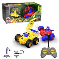 SJY-9096/9097 Voiture télécommandée 4 canaux en métal, modèle dinosaure de dessin animé, avec fonctions de cascade, de rotation et de retournement, prête à l'emploi, 27 MHz