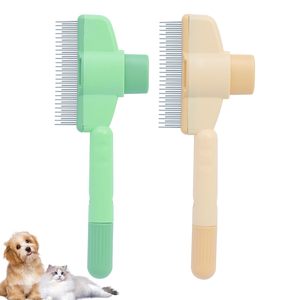 Wholesale Safe and Portable Stainless Steel Pet Hair Comb Cat/<b>Dog</b> Hair Removal Brush with Release <b>Button</b> - Product Image 1
