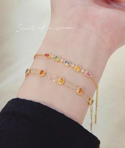 Pulsera de Cadena de Doble Capa de Oro de 18k Xinfly Fashion, Diamante Natural, Zafiro, Au750, Joyería Fina, Pulseras de Eslabones - Product Image 5
