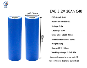 Lagerbestand E-V-E C40 3,2V 20Ah LiFePO4 Batterie Zylindrische <span class=keywords><strong>Lithium</strong></span>-Ionen-Batterie 40135 Lifepo4-Zelle UN38.3 MSDS Zertifiziert - Product Image 2