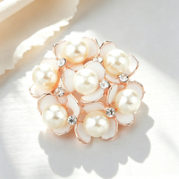 Broche de Flor con Perlas y Diamantes de Imitación, Tono Plateado, Circular, para Mujeres, Bufandas, Vestidos y Decoración de Bodas