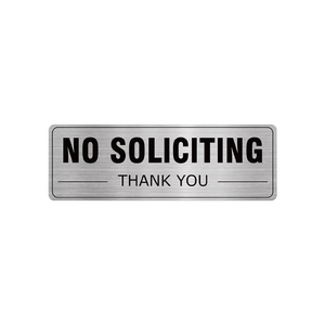 Letrero Moderno de Prohibido Solicitar Servicios - Letrero Comercial Delgado de Aluminio Cepillado de 2"x6", Ideal para Puerta de Oficina, Recepción y Espacios Profesionales - Product Image 1