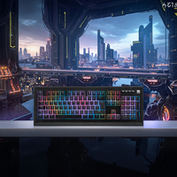 Clavier filaire USB rétroéclairé arc-en-ciel pleine taille OEM avec boutons métalliques pour la maison, le jeu et le bureau