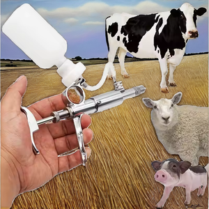 Jeringas Veterinarias Automáticas de Seguridad Reutilizables de 5 ml, Pistola de Inyección de Acero Inoxidable para Cerdos, Ovejas, Ganado, Caballos, Inyector de Vacunas - Product Image 2