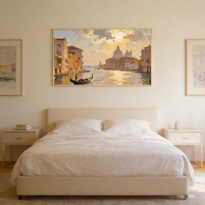 Decorazione per Soggiorno YZOK - Arte Murale con Texture di Strada Cittadina Veneziana - Dipinto a Olio Fatto a Mano - Paesaggio Naturale - Product Image 5