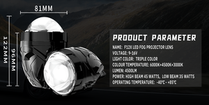Faro Antiniebla LED GPNE F12TX, Luz Blanca/Amarilla 5500K/3000K, Lente de Luz Antiniebla LED Tricolor - Product Image 6