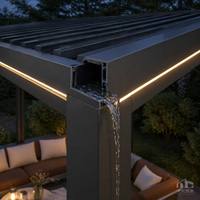 Pergola en profilés métalliques en aluminium, élégante, luxueuse, moderne, carrée, avec revêtement en poudre, durable, imperméable, résistante au vent, protection UV