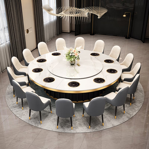 Mesa moderna Mesas de comedor con sillas Moderna con <span class=keywords><strong>Lazy</strong></span> <span class=keywords><strong>Susan</strong></span> Juego de mesa de comedor de color opcional - Product Image 6
