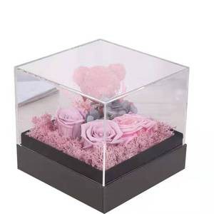 Venta caliente de encargo de acrílico Rosa Paquete de regalo caja transparente claro día de San Valentín flores - Product Image 4