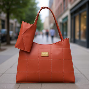 Bolso de Compras Grande para Mujer Fana Jacinta, Diseño a Cuadros, Microfibra, Cuero Sintético, Correa de Hombro, Cierre de Broche - Product Image 2