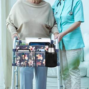 Bolsa de Transporte Grande con Soporte para Vasos, Accesorio Plegable para Andadera, Cesta de Almacenamiento Manos Libres, Bolsa para Accesorios de Movilidad - Product Image 6