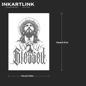 INKARTLINK - Pegatinas de <span class=keywords><strong>Tatuajes</strong></span> Temporales para el Cuerpo, Diseño de Jesús Bendecido, Resistentes al Agua, Ecológicas, Duran 15 Días, Paquete al por Mayor - Product Image 4