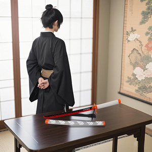 Hot Demon Slayer <span class=keywords><strong>Rengoku</strong></span> Kyoujurou Kidults Jeu de Rôle En Bois Anime Prop Court Mini <span class=keywords><strong>Katana</strong></span> Jouet Épées pour Cosplay Garçons Filles - Product Image 6