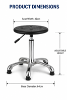 Tabouret de laboratoire antistatique réglable avec siège en mousse PU ESD et base chromée robuste pour salle blanche, hôpital et école