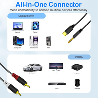 3-en-1 Gold PVC Polybag Stock RCA Cable USB C 3,5mm Audio 2RCA Adaptador para computadora Reproductor de DVD Micrófono Monitor Altavoz