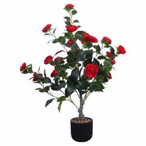 Nuevo diseño Planta Flor artificial Camelia artificial Color rojo Flores de seda Árbol artificial Camelia al por mayor - Product Image 2