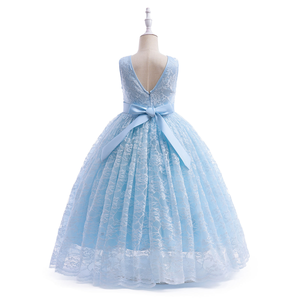 Elegante Abito da Sera Ricamato Blu Cielo 4-5 Anni, Vestito da <span class=keywords><strong>Damigella</strong></span> d'Onore Floreale in Pizzo Ricamato a Mano, Abito da Ballo Personalizzato per Bambina, Abito da Principessa per Feste - Product Image 2