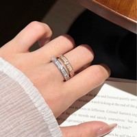 Bague plaquée or rose en argent sterling 925 avec moissanite, style minimaliste et tendance