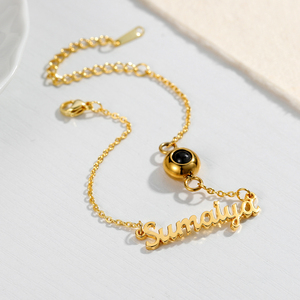 Tùy Chỉnh Cá Nhân Thép Không Gỉ Tên Hình Ảnh Chiếu Vòng Đeo Tay Của Phụ Nữ Thời Trang Quyến Rũ Đồ Trang Sức Tưởng Niệm Cho Món Quà Giáng Sinh - Product Image 4