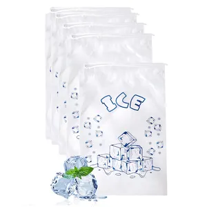 Изготовленный на заказ дизайн на шнурке Ldpe Пластиковый прочный прозрачный портативный кубик льда для переноски сумка для хранения кубиков 10 кг