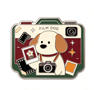 Custom Metal Enamel <b>Pin</b> Camera Dog <b>Badge</b> <b>Pin</b> Vinyl Sticker Die Cut Waterproof Label for Promotion Gift - Product Image 1