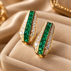 Orecchini a polsino verdi con accenti, stile esotico, per donna, da indossare tutti i giorni, accessori per l'orecchio - Product Image 6