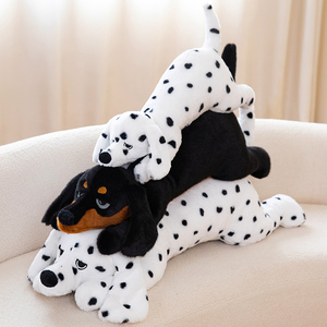 Peluche Realistico di Bassotto e Dalmata Sdraiati, Morbido Cane <span class=keywords><strong>a</strong></span> Salsiccia Maculato, Cucciolo Imbottito, Cuscino per Dormire - Product Image 4