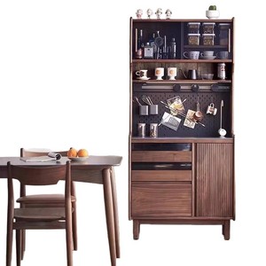 Black Walnut Wood <b>Sideboard</b> Large Capacity <b>Storage</b> Cabinet Living Room Kitchen Use - Product Image 5